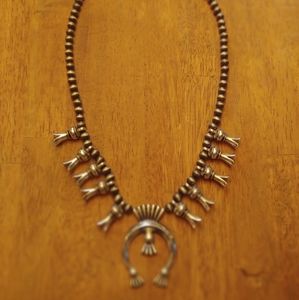 Silver Navajo Squash Blossom Necklace